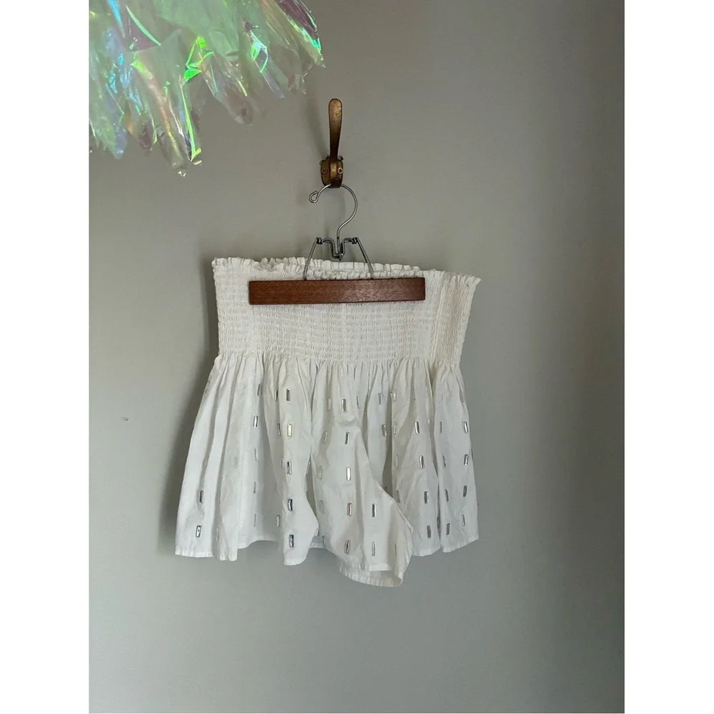 Queen of Sparkles White Mirror Jeweled Short Set Size Large‎